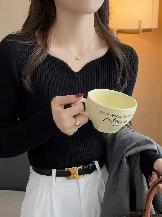 SoftVee Ribbed Sweater: Effortlessly Polished, Soft All Day