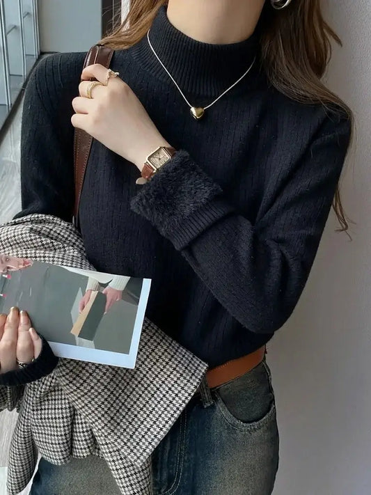 VelvetHug Turtleneck Sweater – Warm Velvet Lining