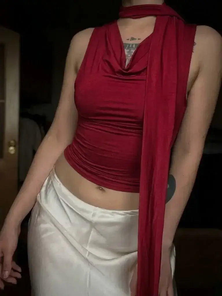 Chic Multi-Way Draped Cowl Neck Halter Top