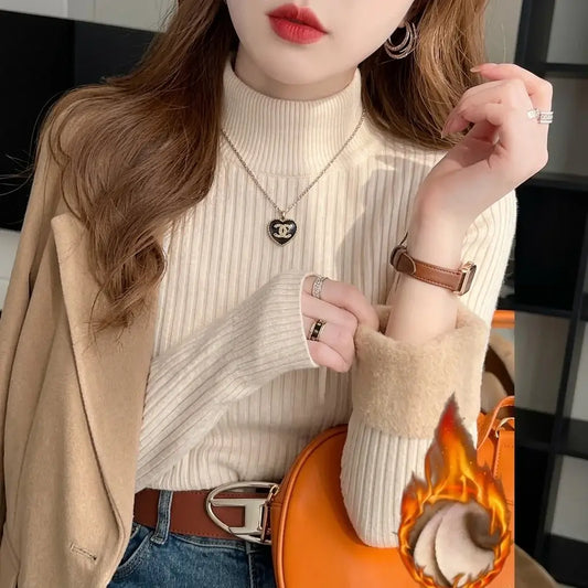 VelvetHug Turtleneck Sweater – Warm Velvet Lining