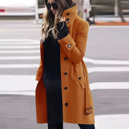 Elegant Women's Overcoat – Defined Waist, Instant Look