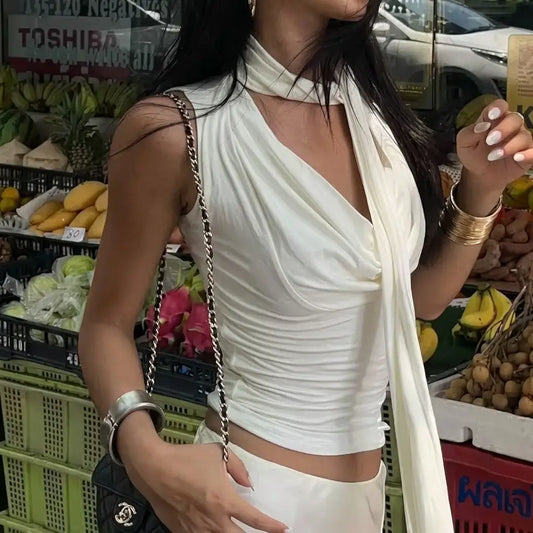 Chic Multi-Way Draped Cowl Neck Halter Top