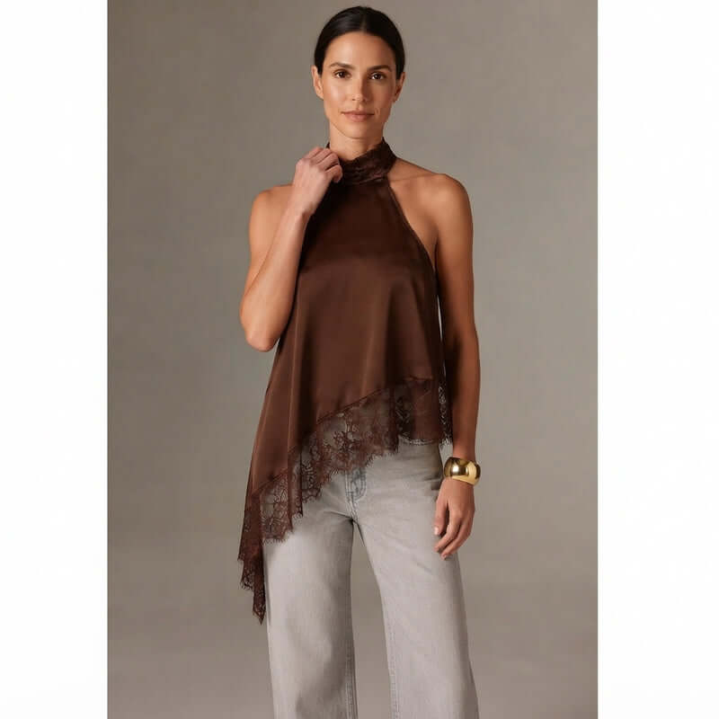 Women's Elegant Casual Asymmetric High-Neck Lace Blouse Buy One, Get Two!