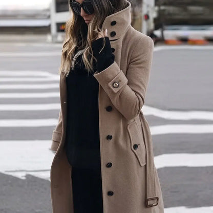 Elegant Women's Overcoat – Defined Waist, Instant Look