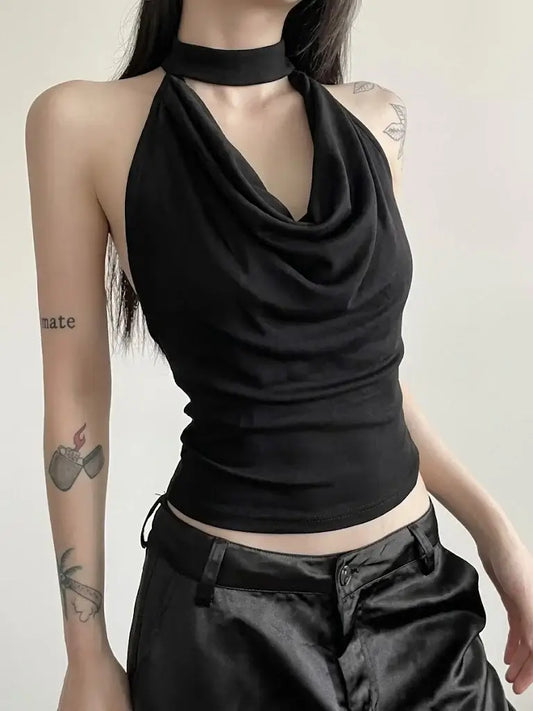 Chic Multi-Way Draped Cowl Neck Halter Top