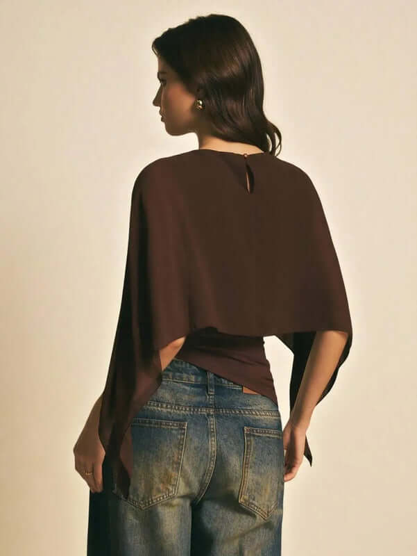 Elegant Brown Women's Batwing-Sleeve Top Buy One, Get Two!